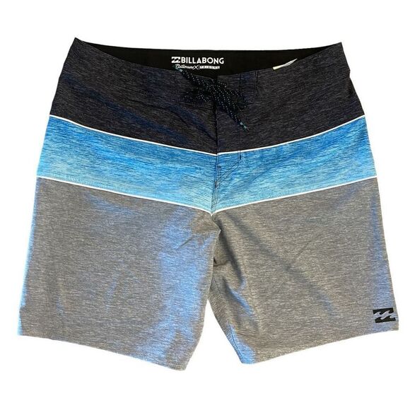 Billabong Platinum Tribong Mens X Stretch Boardshorts Blue Gray Black Size 36 - Picture 1 of 8